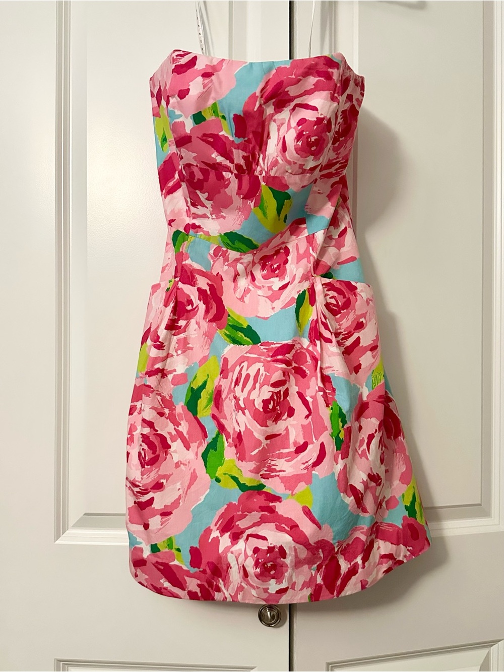 Lilly Pulitzer Strapless Pink Floral Cocktail Dress